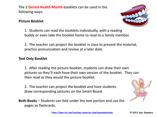 Dental Health Month 2 Booklets in ENGLISH