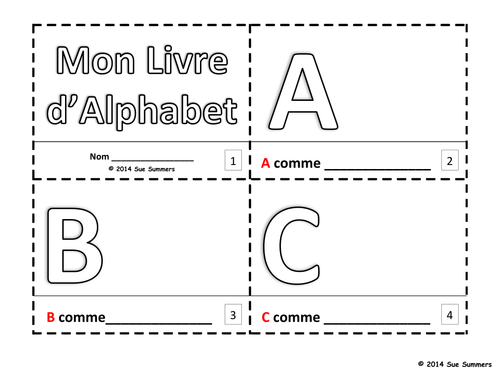 French Alphabet Sketch and Color Booklet - Mon Livre d'Alphabet