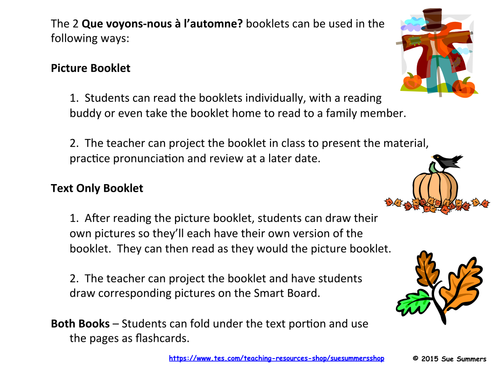 French Autumn 2 Emergent Readers - Que voyons-nous à l'automne?