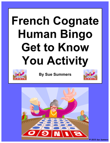 French Cognate Human Bingo Get to Know You Activity