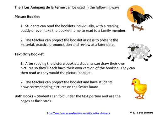 French Farm Animals 2 Emergent Reader Booklets