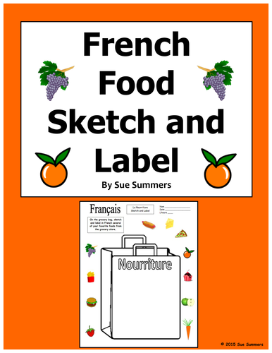 French Food Grocery Bag Sketch and Label Activity