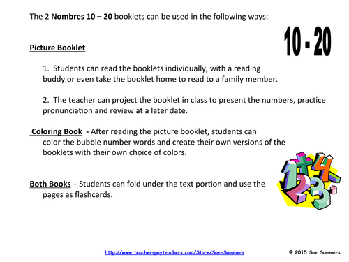 French Numbers 2 Coloring Booklets With Numbers 10 - 20