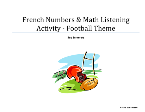 French Numbers and Math Listening Activity Football Theme