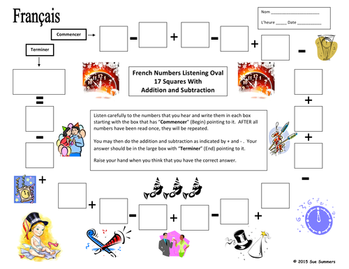 French Numbers and Math Listening Activity New Year Theme