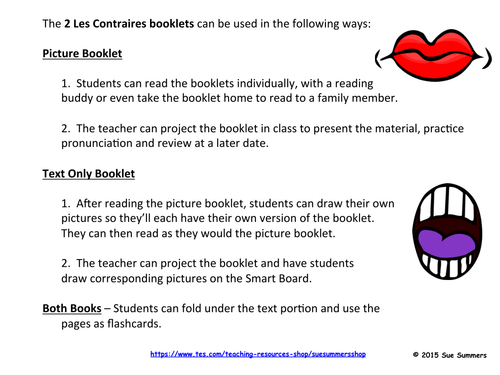 French Opposites 2 Emergent Reader Booklets