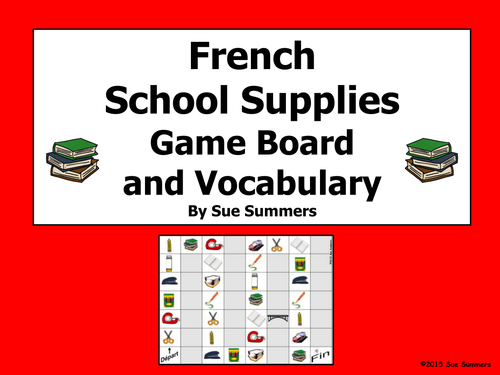 French School Supplies Class Objects Board Game And Vocabulary Teaching Resources