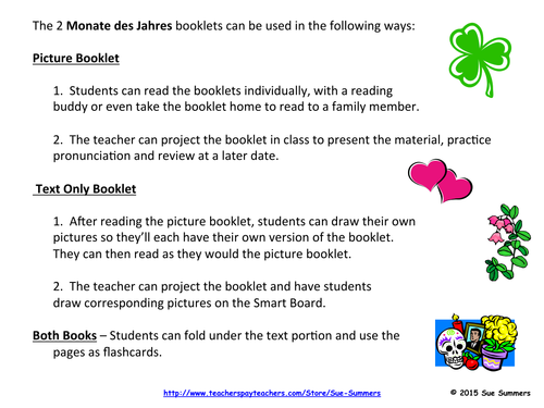 German Months of the Year 2 Emergent Reader Booklets