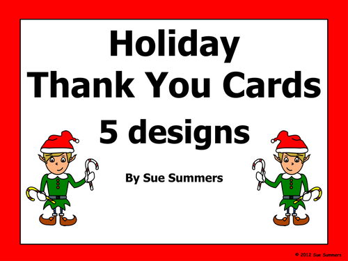 Holiday Thank You Cards in English - 5 Designs