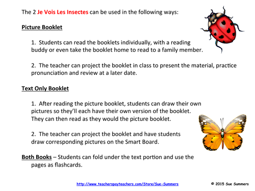Insects in French 2 Emergent Reader Booklets - Les Insectes