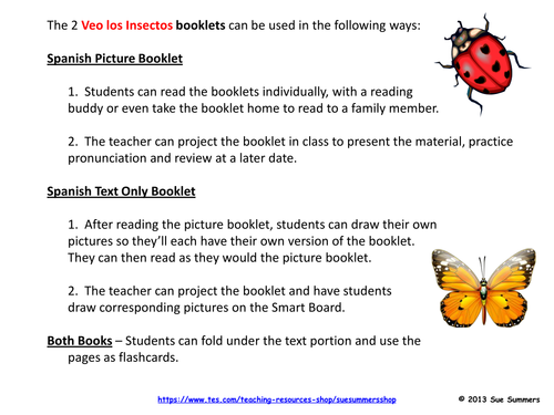 Insects in Spanish 2 Emergent Reader Booklets - Los Insectos