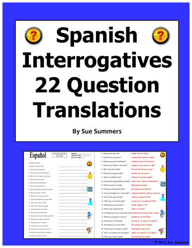 Interrogatives Words Sentences - Spanish Questions Words Worksheet