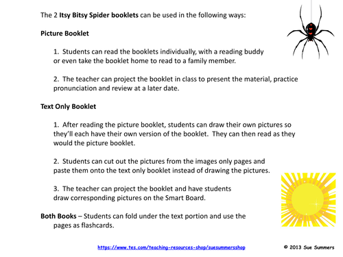 Itsy Bitsy Spider Song 2 Booklets in English