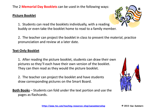 Memorial Day 2 Early Reader Booklets - ENGLISH