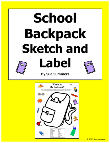 School Backpack Sketch and Label Activity / Class Objects