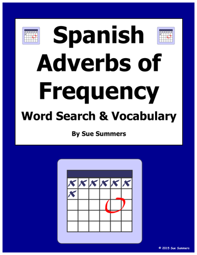 Spanish Adverbs of Frequency Word Search Worksheet and Vocabulary