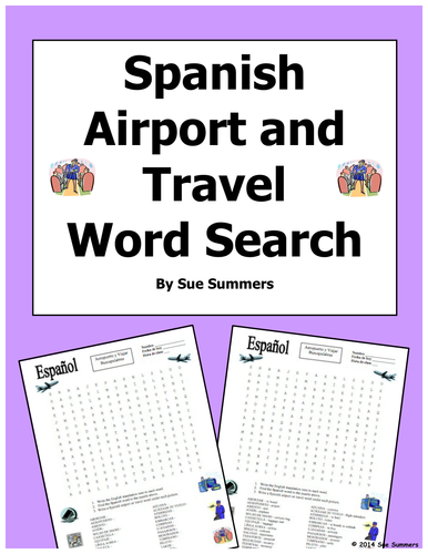 Spanish Airport and Travel Word Search Puzzle and Image IDs