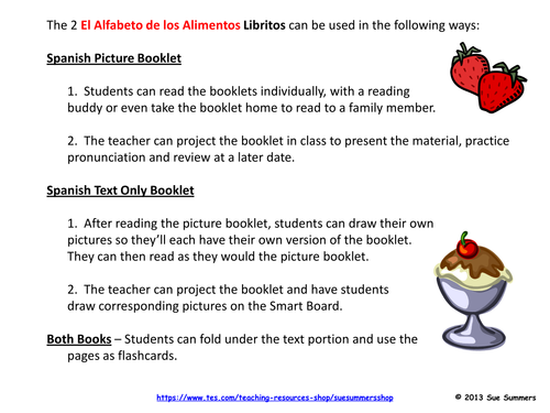 Spanish Alphabet of Food 2 Booklets / Alfabeto de Alimentos