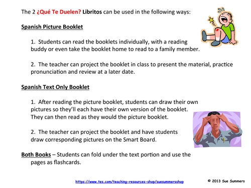 Spanish Body Parts Plurals Que Te Duelen? - Me Duelen Booklets