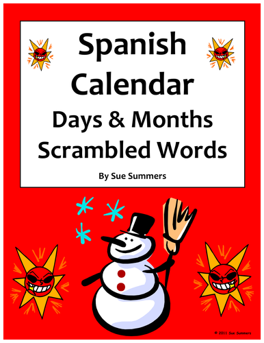 Spanish Calendar Scrambled Words - Days, Months, Seasons & Images