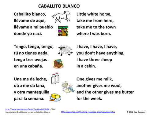 Spanish Children's Song Book - Caballito Blanco