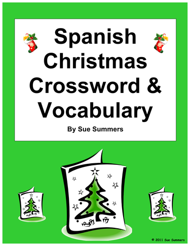 Spanish Christmas Navidad Crossword Puzzle Worksheet and Vocabulary