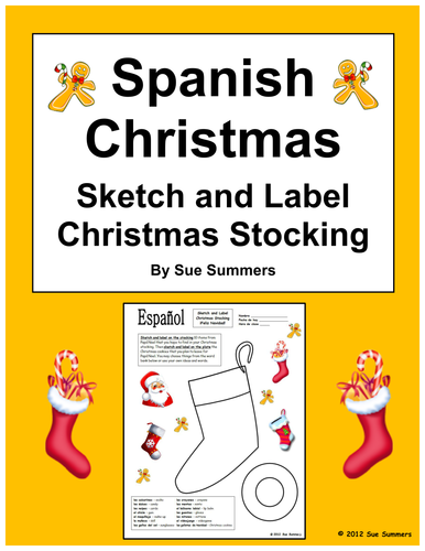 Spanish Christmas Stocking Sketch and Label