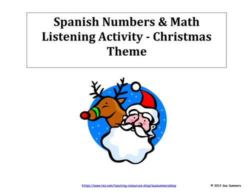Spanish Christmas Theme Numbers and Math Listening Activity