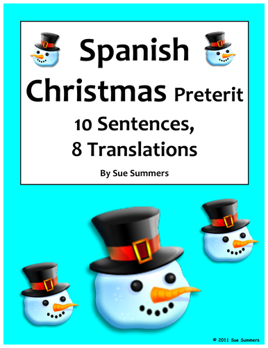Spanish Christmas Vocabulary Preterit Sentences and Conjugations