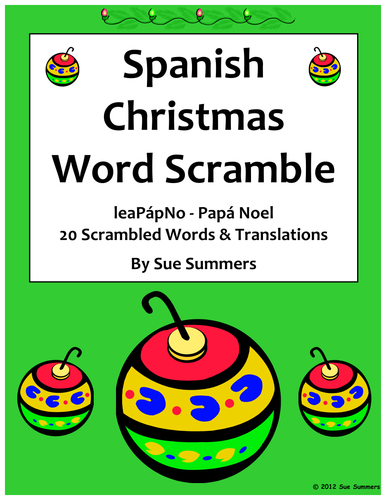 Spanish Christmas Word Scramble Worksheet - La Navidad