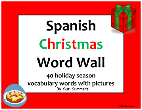 Spanish Christmas Word Wall / La Navidad - 40 Words with Pictures 2 Versions