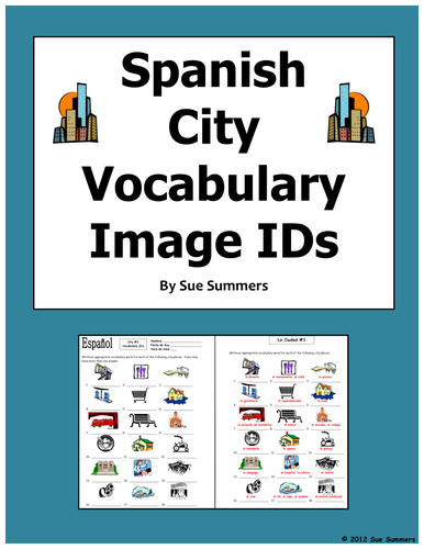Spanish City Places #1 - 18 Vocabulary IDs - Lugares en la Ciudad
