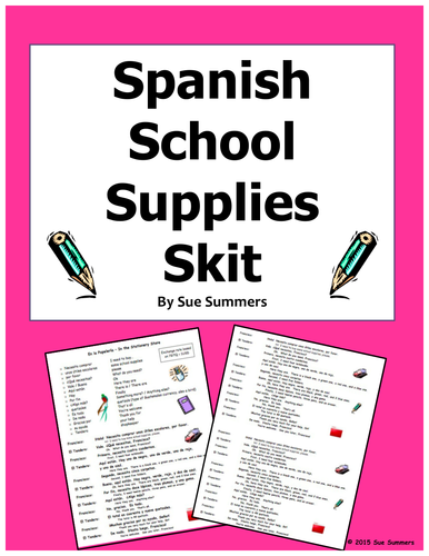 Spanish Class Objects / School Supplies Skit / Role Play / Speaking Activity