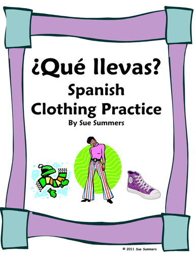 Spanish Clothing 11 Question Responses and 12 Image IDs - La Ropa
