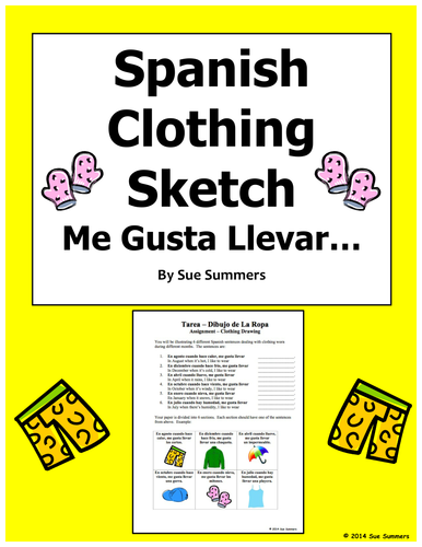 Spanish Clothing, Months, and Weather Sketch Worksheet