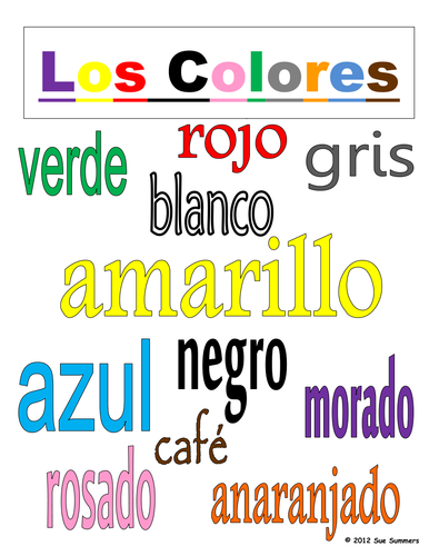 Spanish Color Words Sign - Los Colores