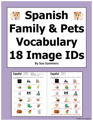 Spanish Family and Pets 18 Vocabulary IDs - La Familia