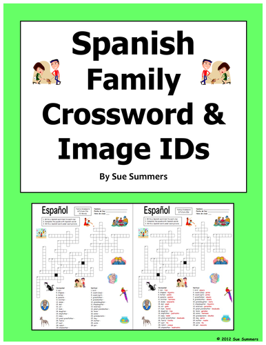 Spanish Family Crossword and Picture IDs - La Familia
