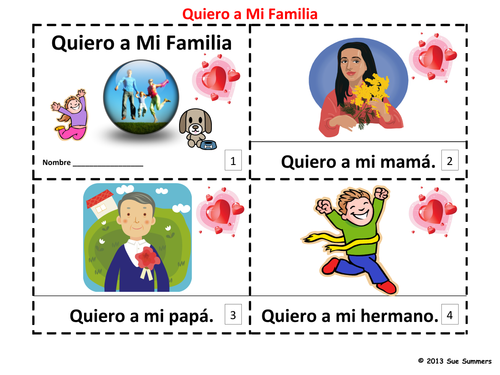 Spanish Family Quiero a Mi Familia Booklets