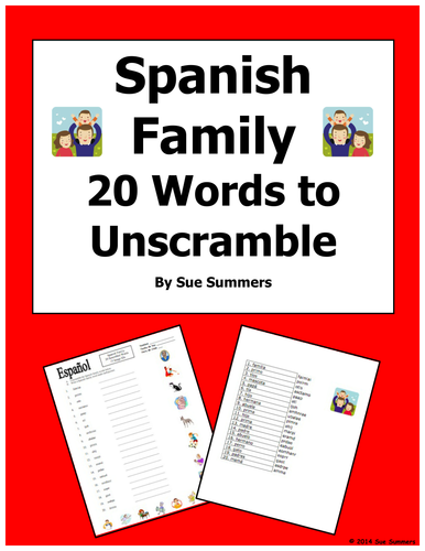 Spanish Family Scrambled Words and Image IDs