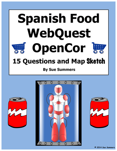 Spanish Food and Shopping WebQuest OpenCor 18 Questions and Sketch