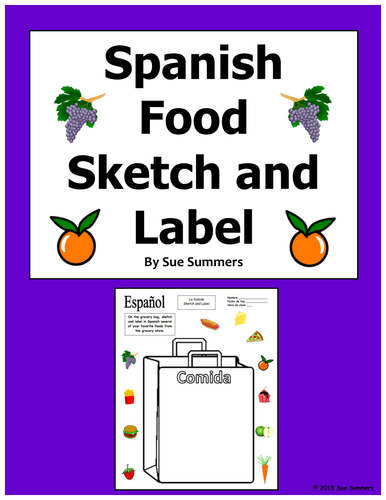Spanish Food Grocery Bag Sketch and Label Activity