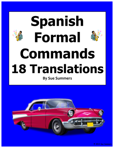 Spanish Formal Commands Worksheet - 18 Uds. Sentence Translations