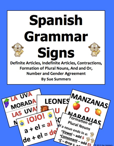 Spanish Grammar Bulletin Board 11 Signs