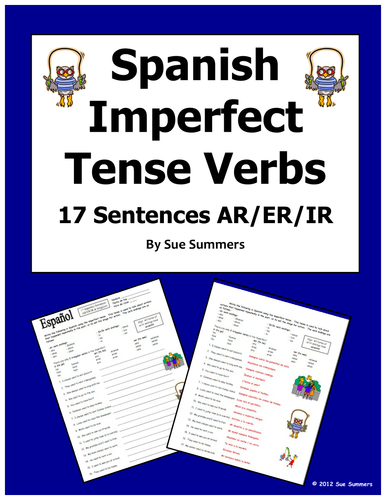 Spanish Imperfect Tense Verbs Worksheet - 17 Sentences