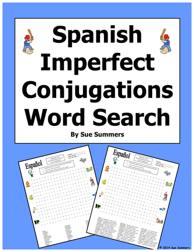 Spanish Imperfect Tense Word Search Puzzle and Image IDs