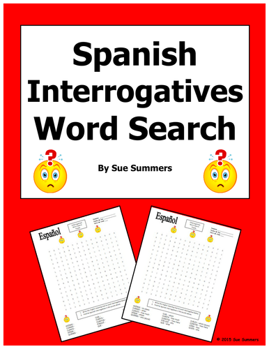 Spanish Interrogatives Word Search Puzzle Worksheet