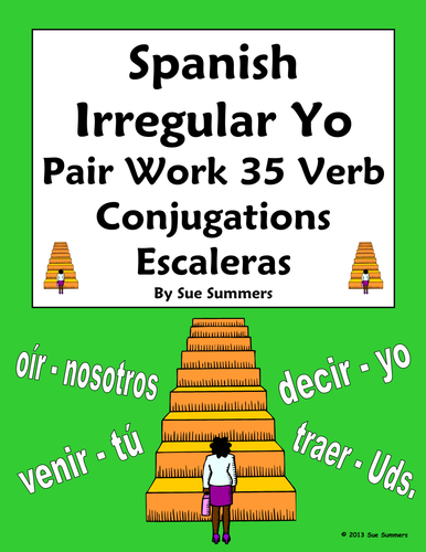 Spanish Irregular Yo Verb Pair Work Las Escaleras Activity