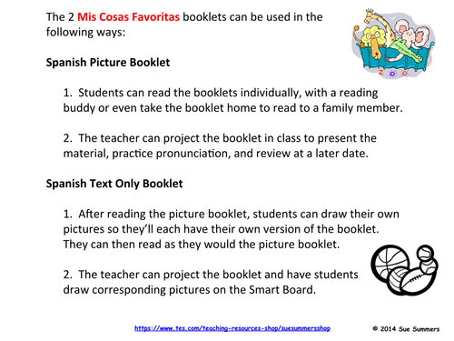 Spanish My Favorite Things - 2 Emergent Reader Booklets