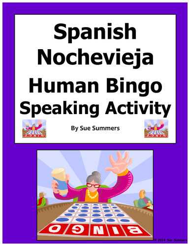 Spanish New Year's Eve Human Bingo Game Speaking Activity & Follow-Up